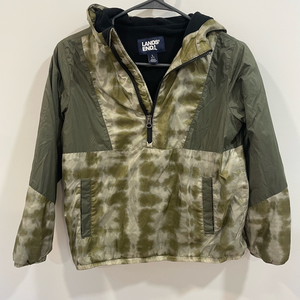 Lands' End Kids Green Tie-Dye Hooded Jacket sz Large